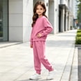 thumbnail image 5 of BXJX Girls Cotton Outfit Sets Long Sleeve, 2 Piece Pullover School Sweatshirts and Jogger Pants Sets Hot Pink Size 4-5 T, 5 of 9