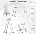 thumbnail image 3 of Gymax 12Ft Folding Step Ladder 7-in-1 Aluminium Alloy Extension Ladder 330 Lbs, 3 of 10
