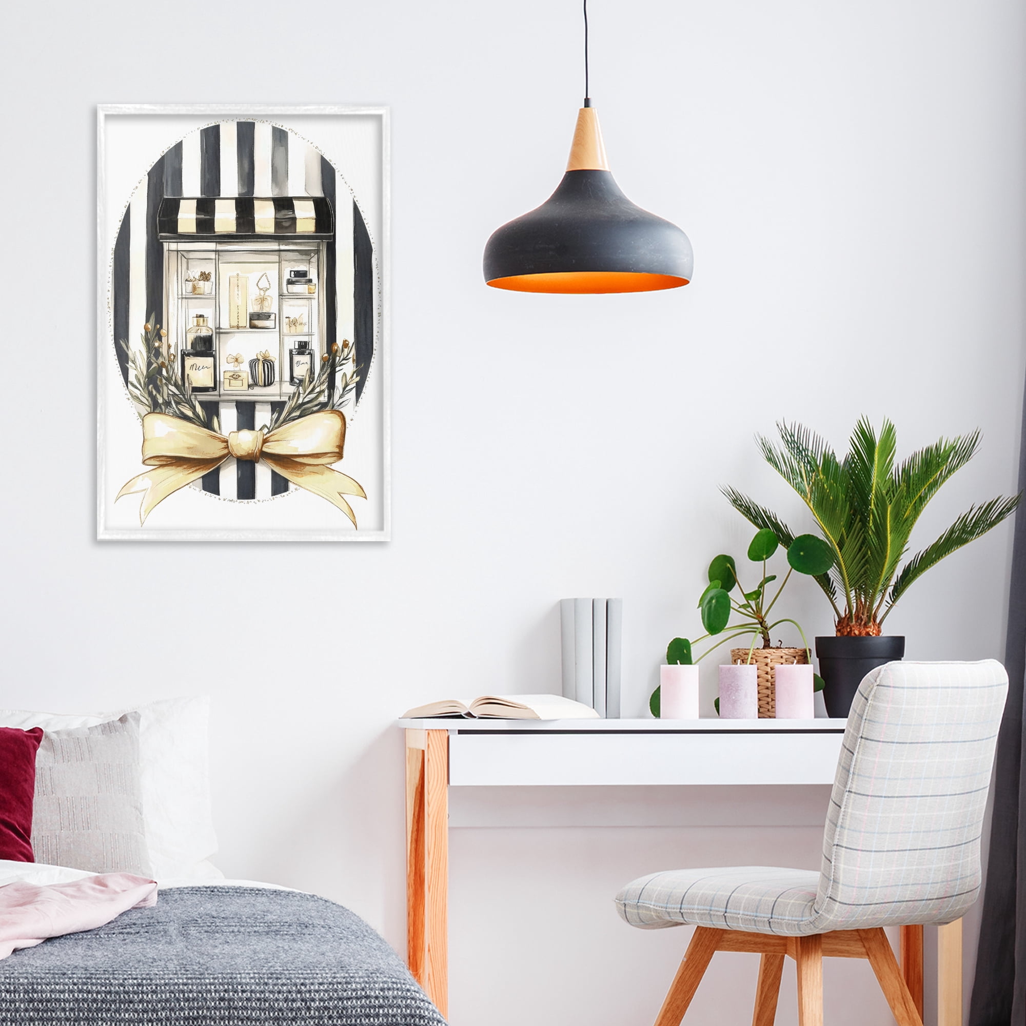 Stupell Industries Maison Perfume Window Display White Framed Giclee Art, design by Petal Prints Design