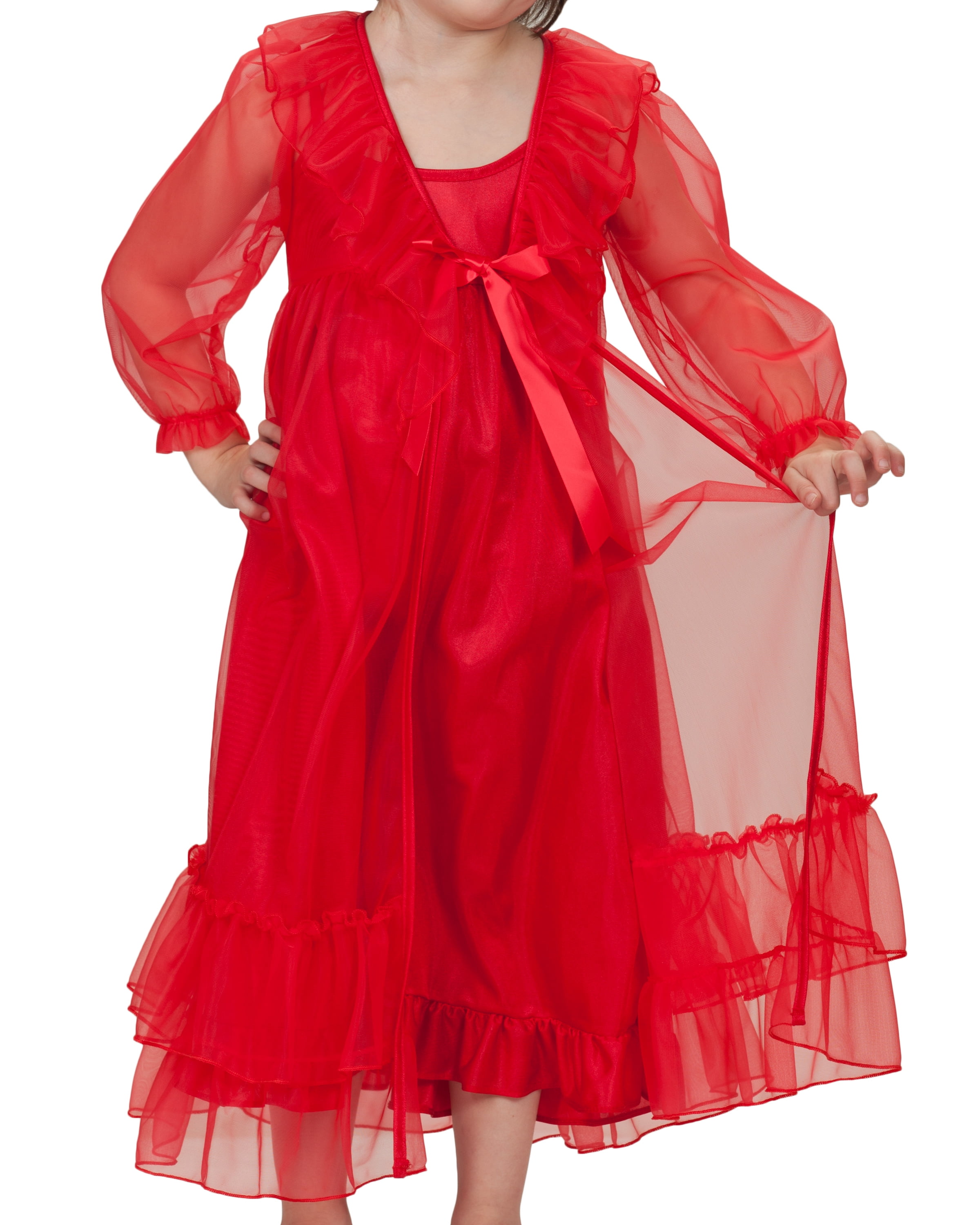 Pink Peignoir Set Toddler Nightgown Robe Girls Long Sleeve Nylon NWT Laura Dare 