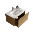 thumbnail image 3 of 30" Striped Natural Oak Bathroom Vanity with White Ceramic Sink, Wall Mounted Floating Bathroom Vanity for Modern Bathroom, One-Piece White Basin without Drain and Faucet, 3 of 9