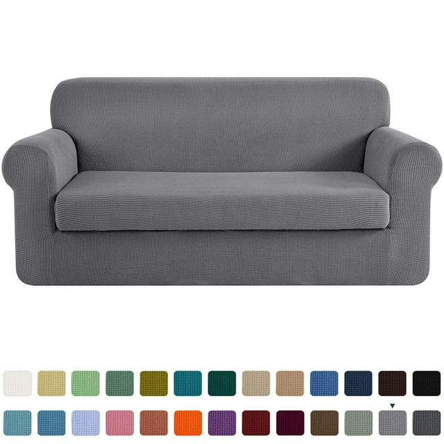 CHUN YI Stretch 2-Piece Checks Sofa Cover with Cushion Cover Slipcover