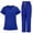 Blue, variant on Guluxicc Scrub Sets for Woman Solid Color V-Neck Short Sleeve Tops and Long Pants Nurse Uniform Set with Pockets, Brown