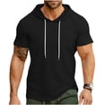 thumbnail image 5 of Men's Summer Hoodies Short Sleeve Drawstring Hooded Lightweight Sweatshirts Casual Plain T-Shirts for Boys (2XL, Black), 5 of 8