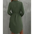 thumbnail image 2 of Women'S Long Sleeve Button Down Shirt Dress Casual Loose Tie Waist Adjustable Sleeve Length Dresses Green S, 2 of 8