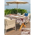 thumbnail image 5 of Outdoor Tablecloth with Umbrella Hole for Patio/Picnic/Party/Camping, Vintage Farmhouse Waterproof Table Cloth Rectangle Table Cover Washable, Brown Country Star Berries Wooden Grain (60"x 120"), 5 of 8
