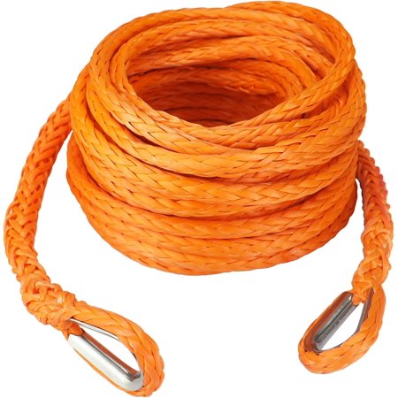 3/8 Inch x 50 Feet Synthetic Winch Extension Rope 26,500 Lbs for Off Road Vehicle ATV UTV SUV Orange