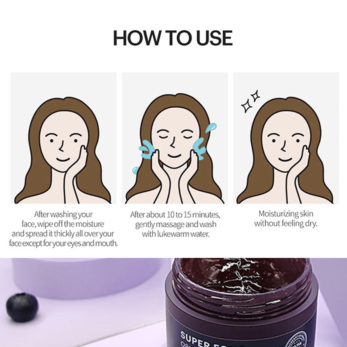 Skin79 Super Food Origin Wash-Off Pack Blueberry 120g, Skin Nutrition, Moisturizing
