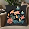 thumbnail image 5 of Set of 2 18x18in Throw Pillow Covers with Vibrant Floral and Plant Design on Black Background - Perfect for Couch Bed or Car, 5 of 8