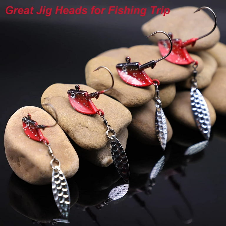 Fishing Jig Heads Underspin Jig Heads with Willow Blade Glow/Green