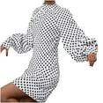thumbnail image 2 of Lopecy-Sta Women's Fashion Polka Dot Print Half Turtleneck Long-sleeved Dress Women's Clothing Discount Clearance Womens Dresses summer dresses for women White, 2 of 8