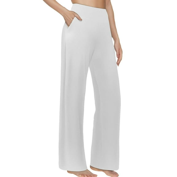 WENWU Women'S Pants Women Casual Pants White Pants for Women Workout Pants Women Loose Fit High Waisted Pants with Pockets Summer Clothes for Women