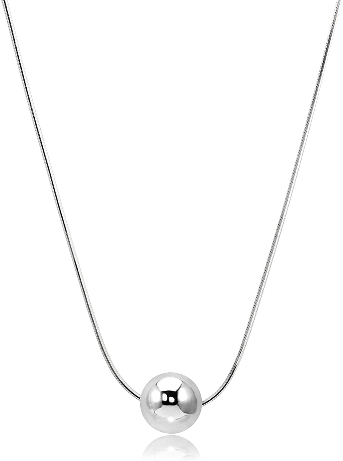 Sterling Silver Ball Necklace Simple 