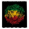 thumbnail image 3 of Ambesonne Rasta Shower Curtain, Grunge Lion Head Portrait, 69"Wx75"L, Pale Green and Yellow, 3 of 3