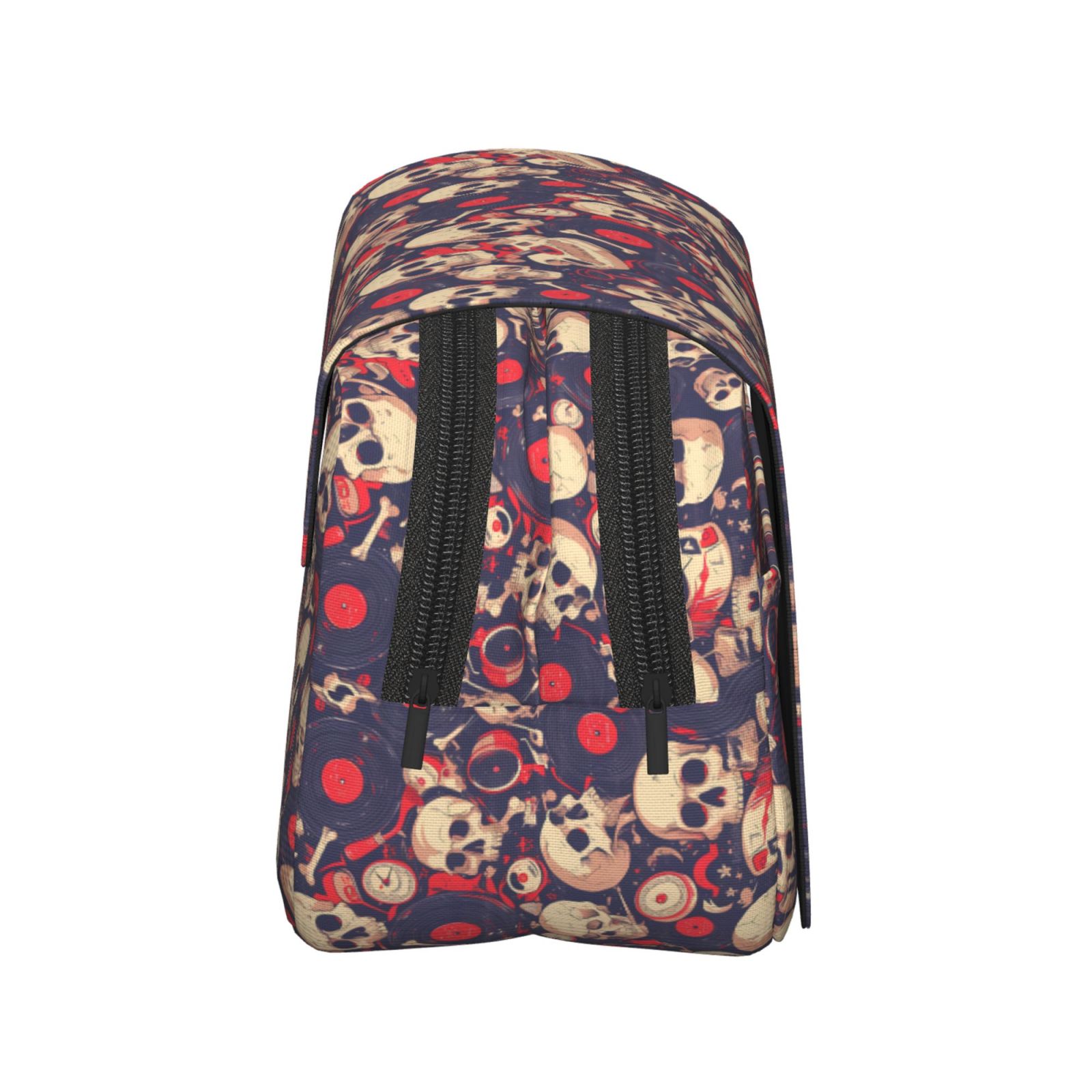 Rateoe Skull rock music record Pattern Double Clamshell Pen Case, Storage Organizer with Two Zipper Compartments– Holds Up to 50 Pencils & Pens