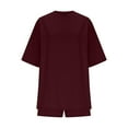 thumbnail image 7 of Enjoytime Matching Sets Women Clothing Solid Color Round Neck Short Sleeve Blouses Shorts Matching Loungewear Comfy Casual Plus Size 2 Piece Outfits, 7 of 7