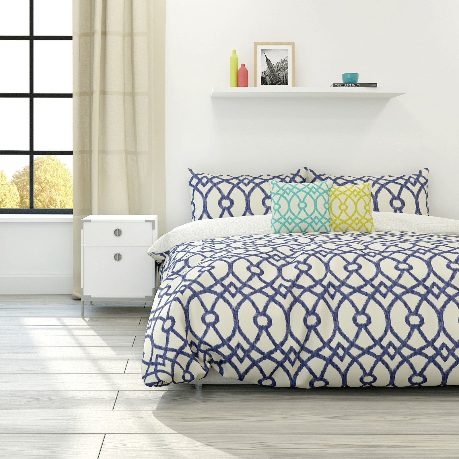 Piper Soft Cotton Indigo Duvet Cover Set, Full/Queen