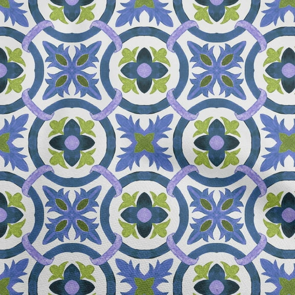 oneOone Polyester Spandex Royal Blue Fabric Block Sewing Material Print Fabric By The Yard 56 Inch Wide-9T