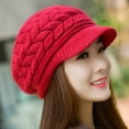 thumbnail image 5 of Women Winter Warm Knit Hats Caps Wool Snow Ski Cap Beanie Ski Berets Snapback Caps with Visor, 5 of 6