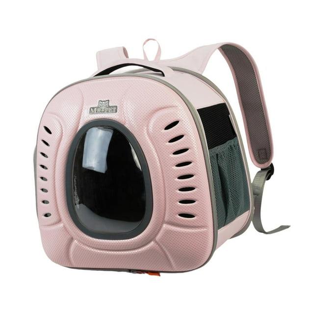 Mochila para gatos, cápsula espacial, plegable, con correa ajustable, bolsa de transporte para mascotas, mochila para acampar, viajar al aire libre rosa