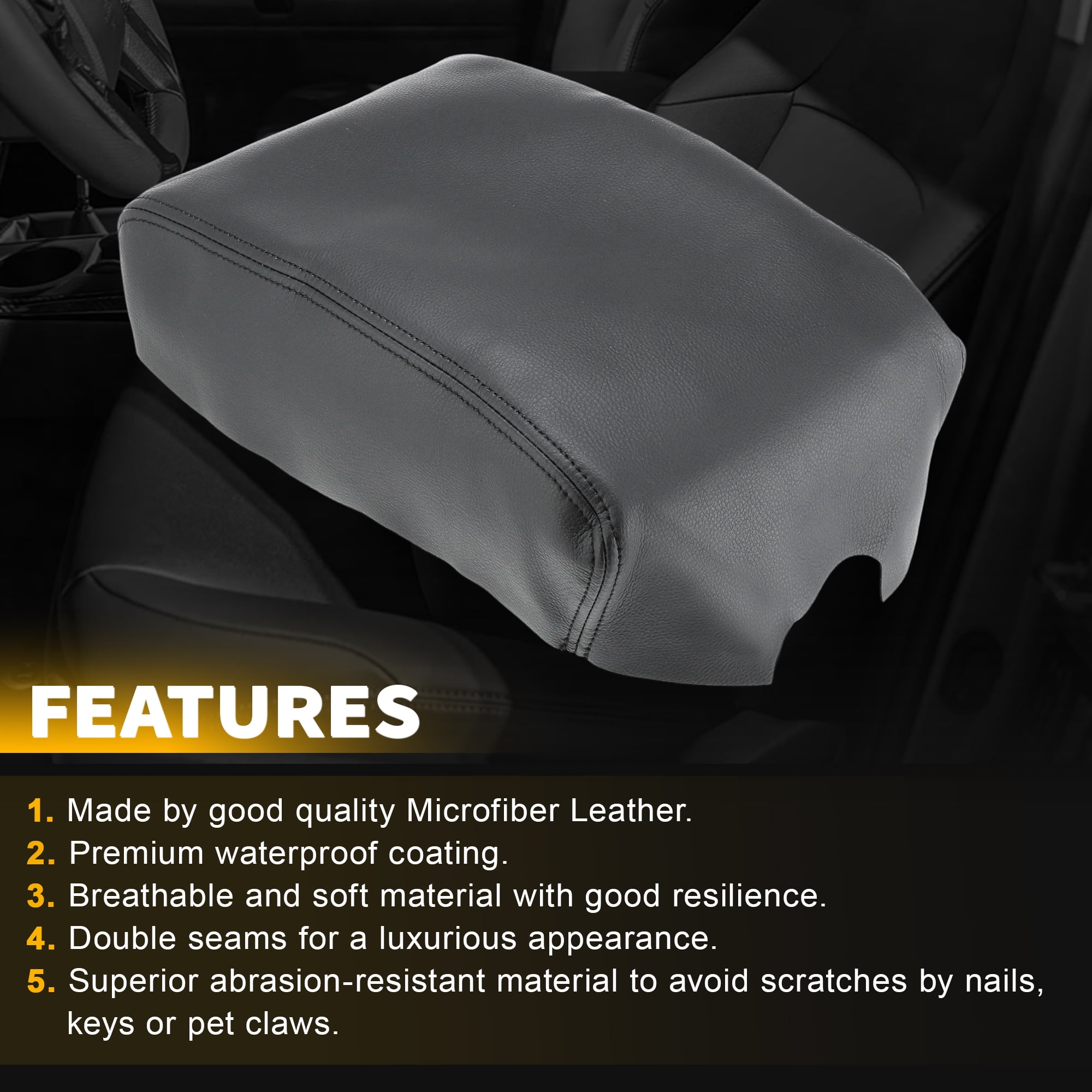 Unique Bargains Premium Center Console Armrest Cover for Toyota 4Runner 2010 to 2023 Black