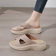 thumbnail image 2 of Eltusu Women Wedge Slide Sandals, Soft Bottom Open Toe Casual Slip On Ladies Shoes Khaki Size 9, 2 of 9