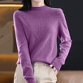 thumbnail image 2 of NMMUED Mock Neck Sweater Women Fitted Sweaters for Women Mock Neck Tops for Women Long Sleeve Undershirt for Women Sweater Tops for Women Womens Long Sleeve Tops Dark Purple S, 2 of 5