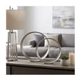 thumbnail image 2 of Metal Circle Sculpture Ornaments for Home and Bathroom Decor - Aluminum Ring Statues for Office and Room Decor - Decorative Accent for Living Room, Shelf and Coffee Table - Set of 2, 14", 12", Silver, 2 of 11