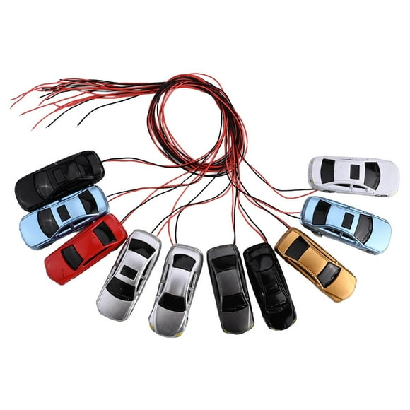 Model Car Train Set Of 10 Illuminated Model Car Trains With Led Lights For H0/Tt Scale (1 87 1 100 45X16X11Mm)