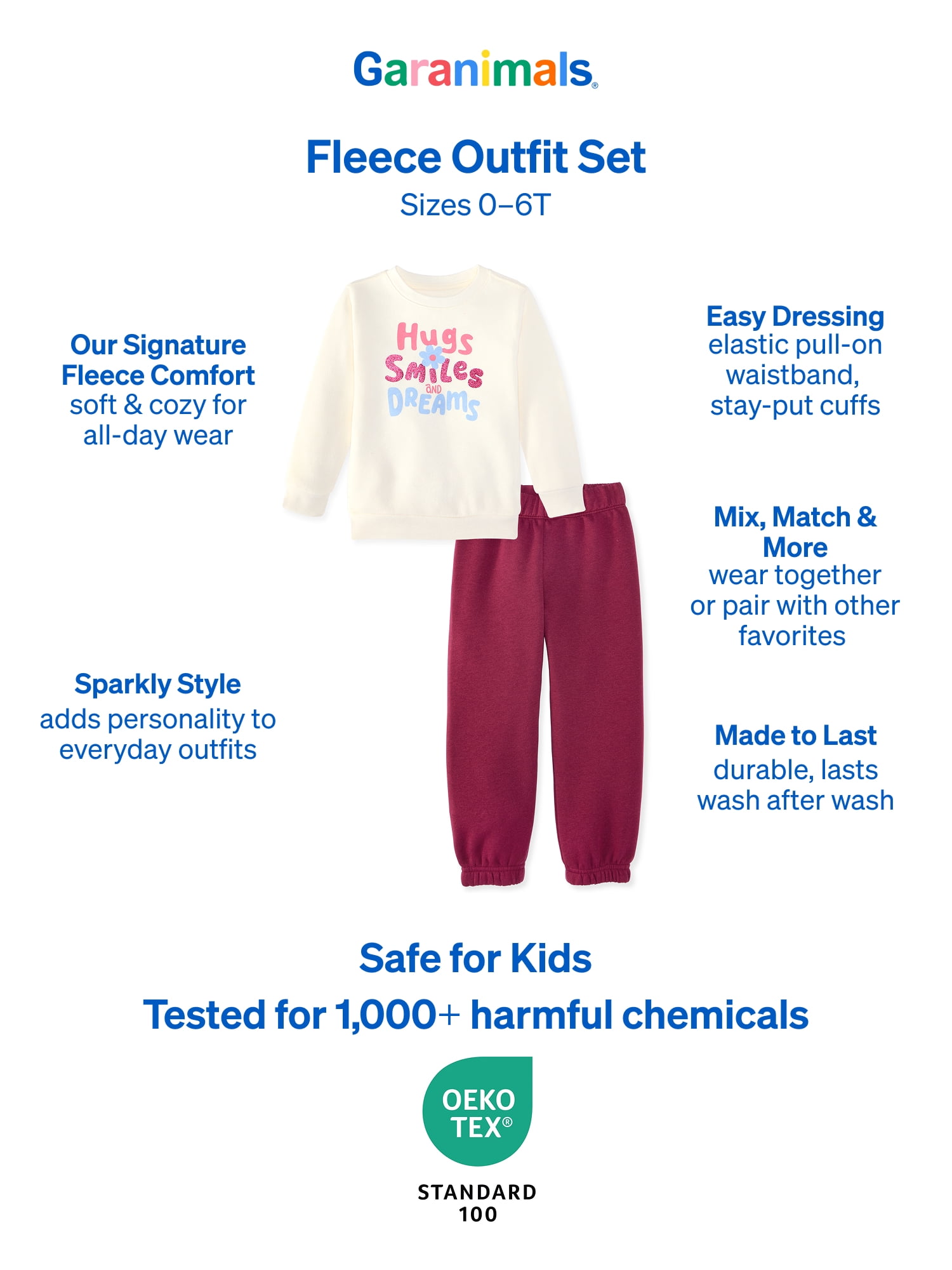 Garanimals Baby & Toddler Girl Outfit Set, 2-Piece Fleece, Sizes 0-6T