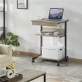 thumbnail image 5 of Alden Design Rolling Computer Desk with 2 Storage Shelves, Rustic Gray, 5 of 9