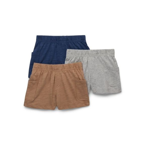 Garanimals Baby Boy Slub Jersey Shorts Multipack, 3-Pack, Sizes 0-24 Months