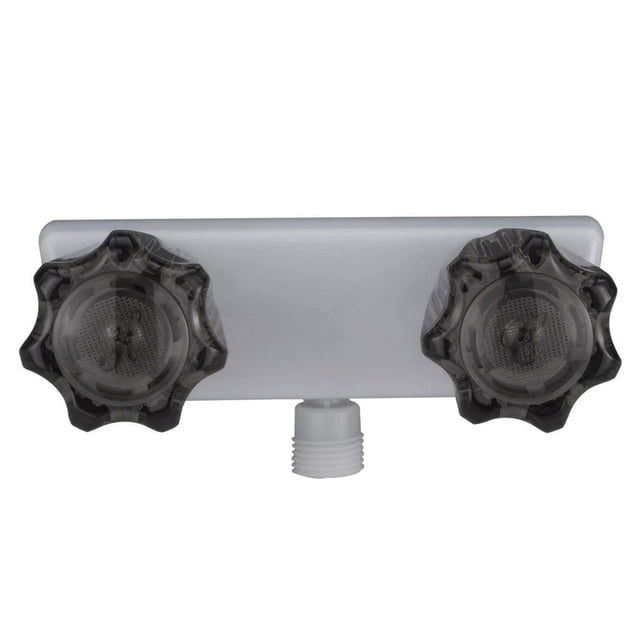 NATEFEMIN Classic Design 4” RV Camper Shower Faucet Dual Knobs Easy Temperature Control White and Black Smoked Crystal for Bathrooms