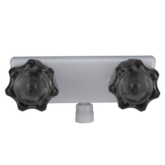NATEFEMIN Classic Design 4” RV Camper Shower Faucet Dual Knobs Easy Temperature Control White and Black Smoked Crystal for Bathrooms