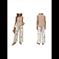 thumbnail image 2 of Conjuntos de Dos Piezas de Verano para Mujer 2025, Jersey de Cuello Cuadrado, Chaleco, Estampado Floral, Cinturón y Pantalón Caqui L, 2 of 6