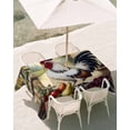 thumbnail image 3 of 60x102 Inch Outdoor Tablecloth with Umbrella Hole Zipper Rectangle Retro Rooster Rectangular Tablecloths Outside Waterproof Pastoral Animals Plaid Patio Table Cloth Cover for Picnic Party, 3 of 8
