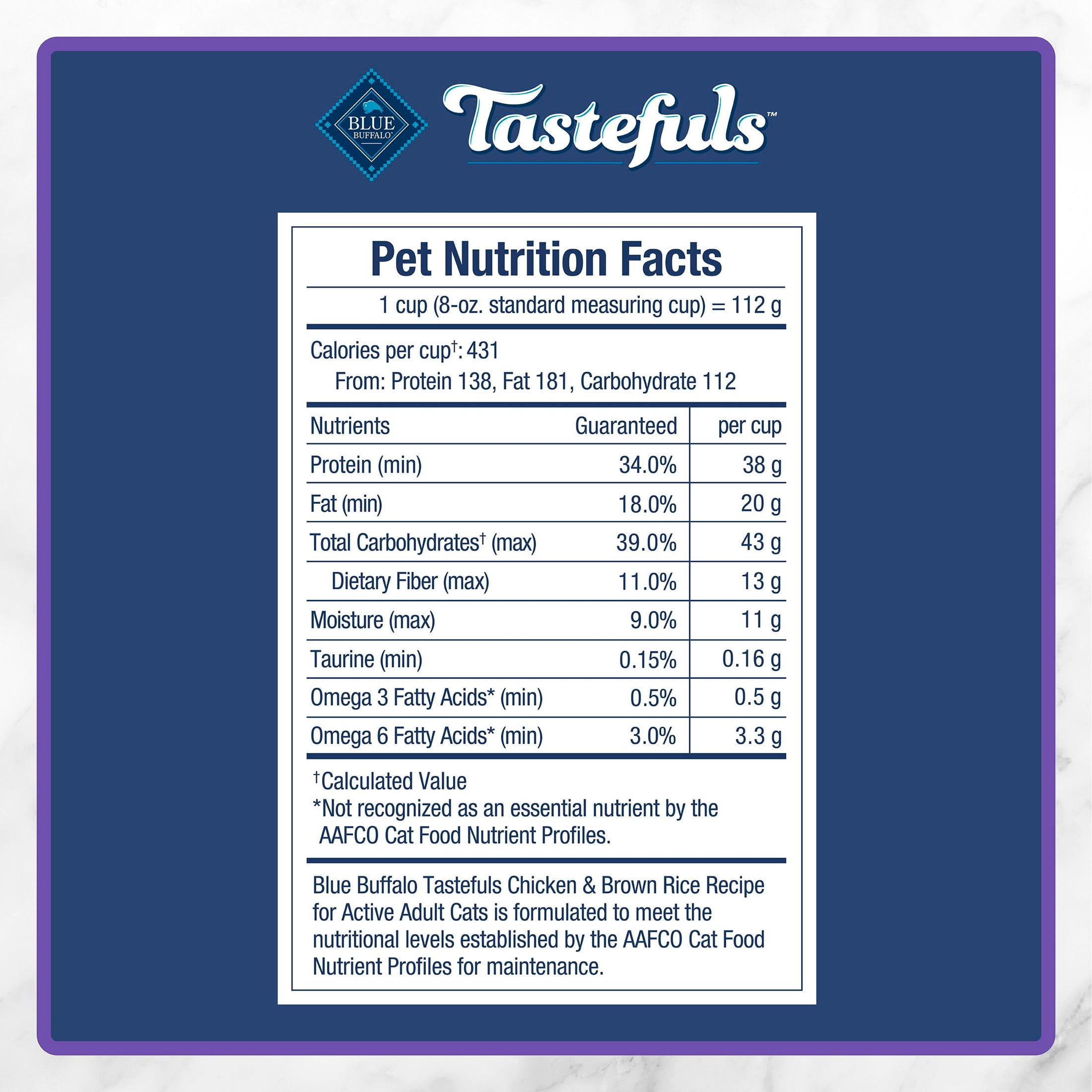 Blue Buffalo Tastefuls Active Cat Dry Cat Food, Chicken & Brown Rice Recipe, 3lb Bag