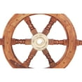 thumbnail image 5 of 18" Teak Wood Ship Wheel with Brass Inset and Six Spokes, Brown and Gold, 5 of 5