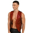 thumbnail image 3 of YONGHS Mens Sequins Vest Jacket Formal Business Wedding Slim Fit Tuxedo Waistcoat Red L, 3 of 7