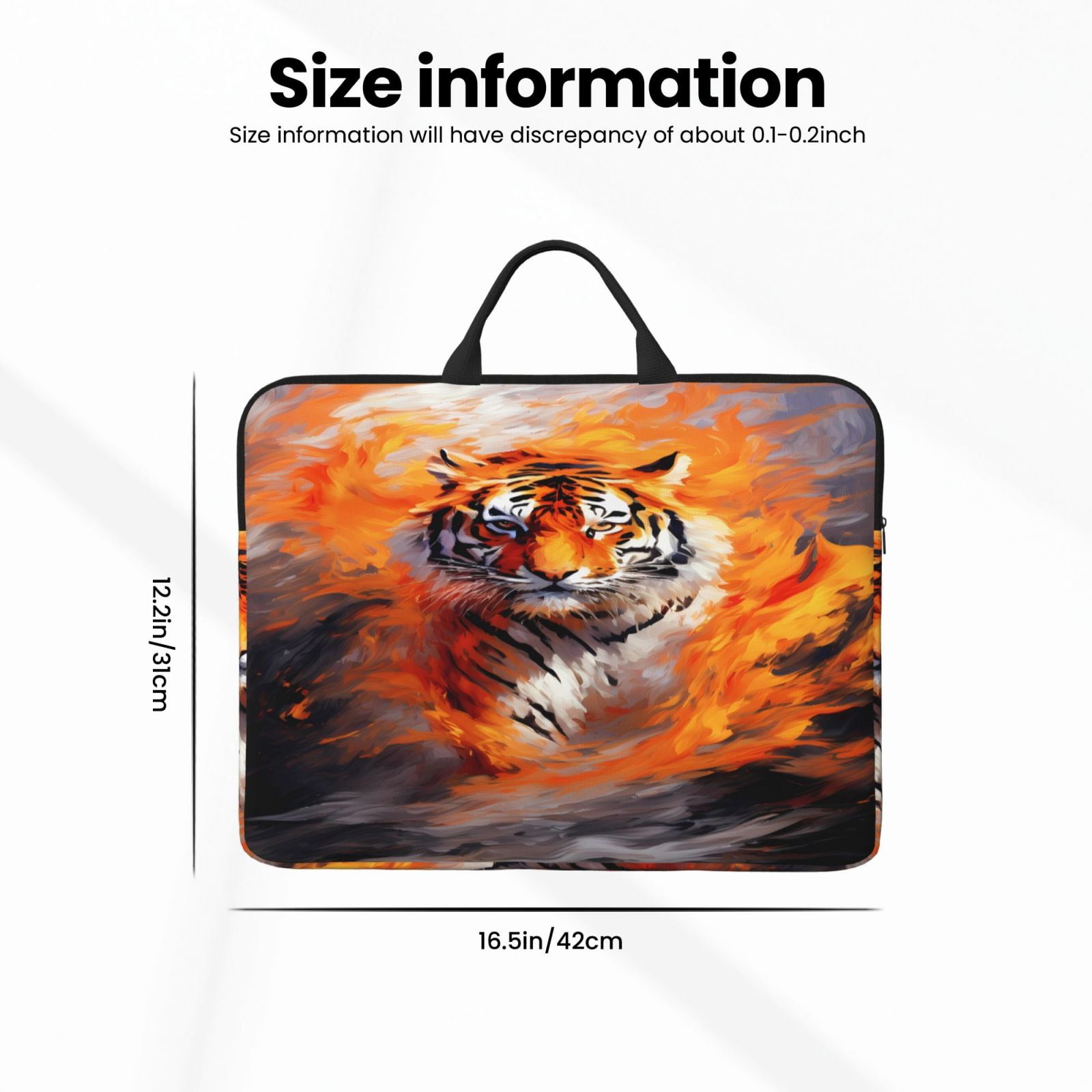 Laptop Sleeve Bag For Women Men 14inch Waterproof Durable Protective Computer Carrying Cover Handle Laptop Case Bag Tiger Fire