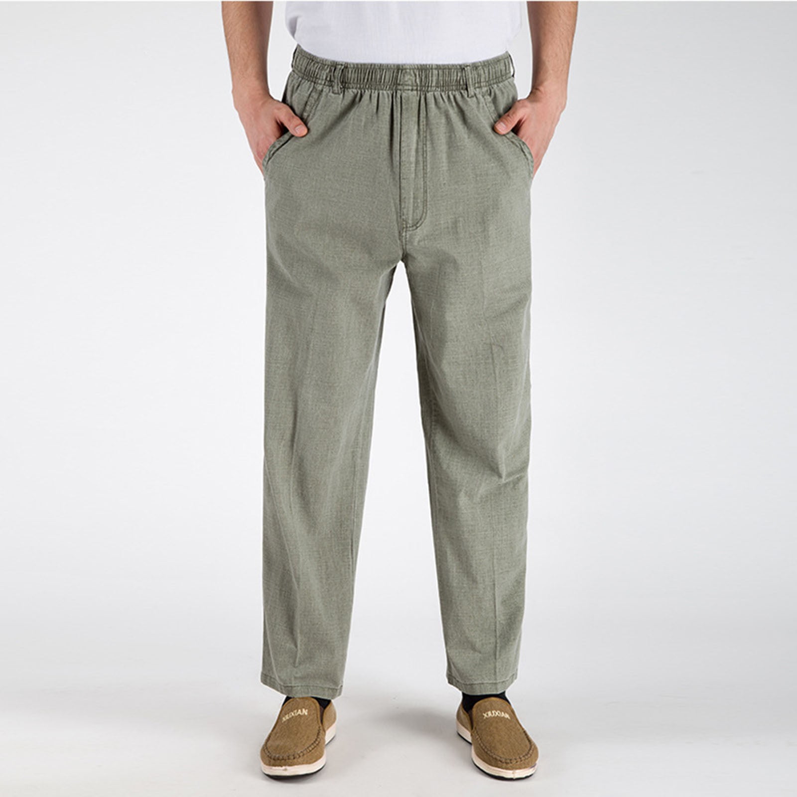 Mens Holiday Solid Casual Pants Thin Cotton Breathable Beach Pants Trousers  New  eBay