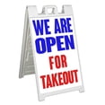 thumbnail image 1 of We Are Open For Takeout (24" X 36") Standard A-Frame Signicade, Includes Decal Applied To Stand, 1 of 2