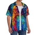 thumbnail image 2 of Balery Colorful Parrot Jungle Dream Men's Casual Button Down Shirt Short Sleeve Textured Summer Cuban Beach Shirts-Small, 2 of 7