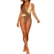 thumbnail image 2 of INSPIRAR CHIC Traje de baño de una pieza para mujer, color contrastante, escote en V profundo, espalda cruzada, monokini, tamaño X-Small, café y beige, 2 of 5