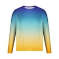 thumbnail image 1 of LNWUY Men's Plus Size Crew Neck Long Sleeve Pullover Gradient Contrast Color Quick Dry Athletic Workout Gym Breathable Sweatshirt Top Blue S, 1 of 3