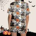 thumbnail image 4 of Adeawade Women Halloween Pajamas Cartoon Print Pajama Set Silk Satin Short Sleeve Button Up Top And Shorts Set Classic Sleepwear Daily Home Wear Dark Gray S, 4 of 7