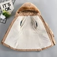 thumbnail image 3 of Girls Winter Fleece Lined Dress Long Coats Toddler Cute Pearl Bowknot WoolBall Outwear Warm Parka Cotton Hooded Jackets Brown 4-5 Years, 3 of 6