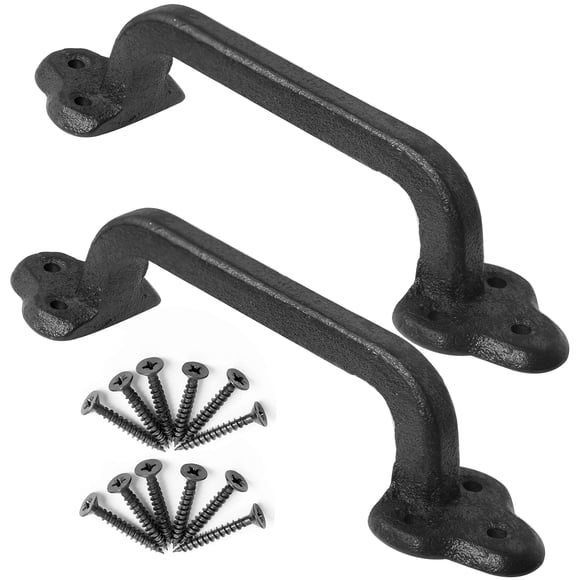 WEBI Rustic Gate Handle:9 Inch Cast Iron Sliding Barn Door Handle,Vintage Metal Long Gate Pull Handle Fence Handle for Outdoor,Garage,Interior,Black,