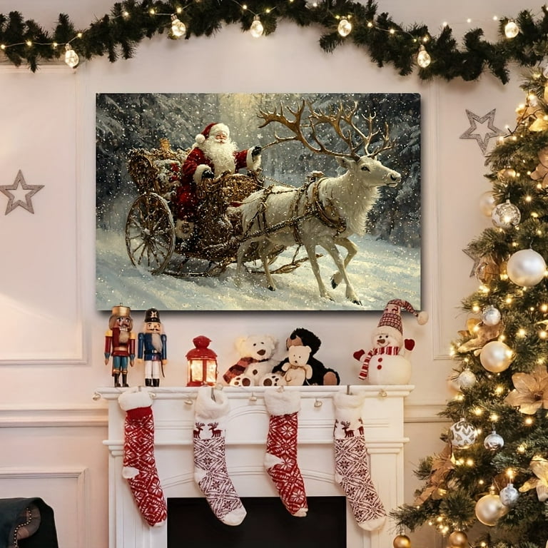 Vintage Christmas Framed Canvas Wall Art - 12x16 Inch Still Life Candle & Pinecone Painting, Holiday Decor 5 thumbnail image