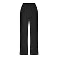 thumbnail image 3 of CQONEPT Womens Cotton Linen Pants Casual Capris Pants Elastic Waist Solid Color Drawstring Pant with Pockets Black M, 3 of 5